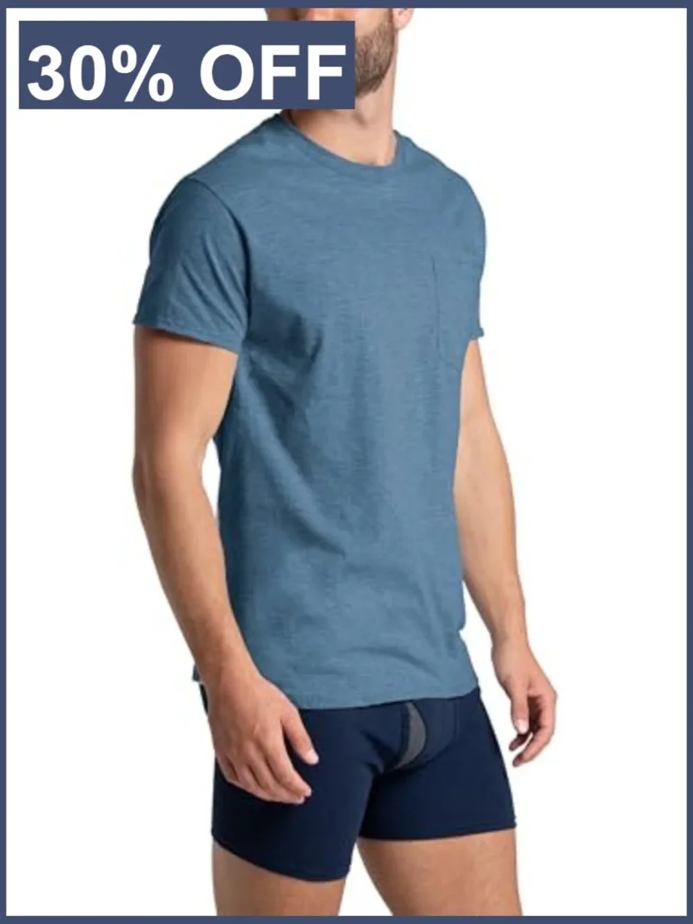 Men's Cotton Pocket Tee 3-Pack Moisture Wicking Crew Neck Short Sleeve